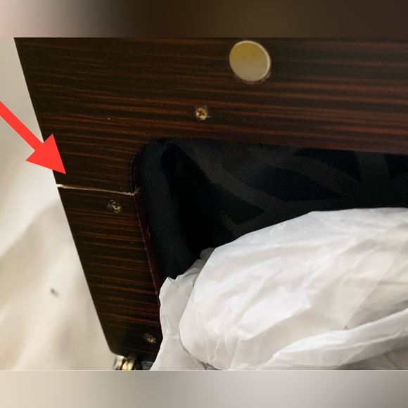 ✨RARE✨ TRINA TURK METALLIC LEATHER + WOOD Clutch Bag Purse NEW - Picture 10 of 16